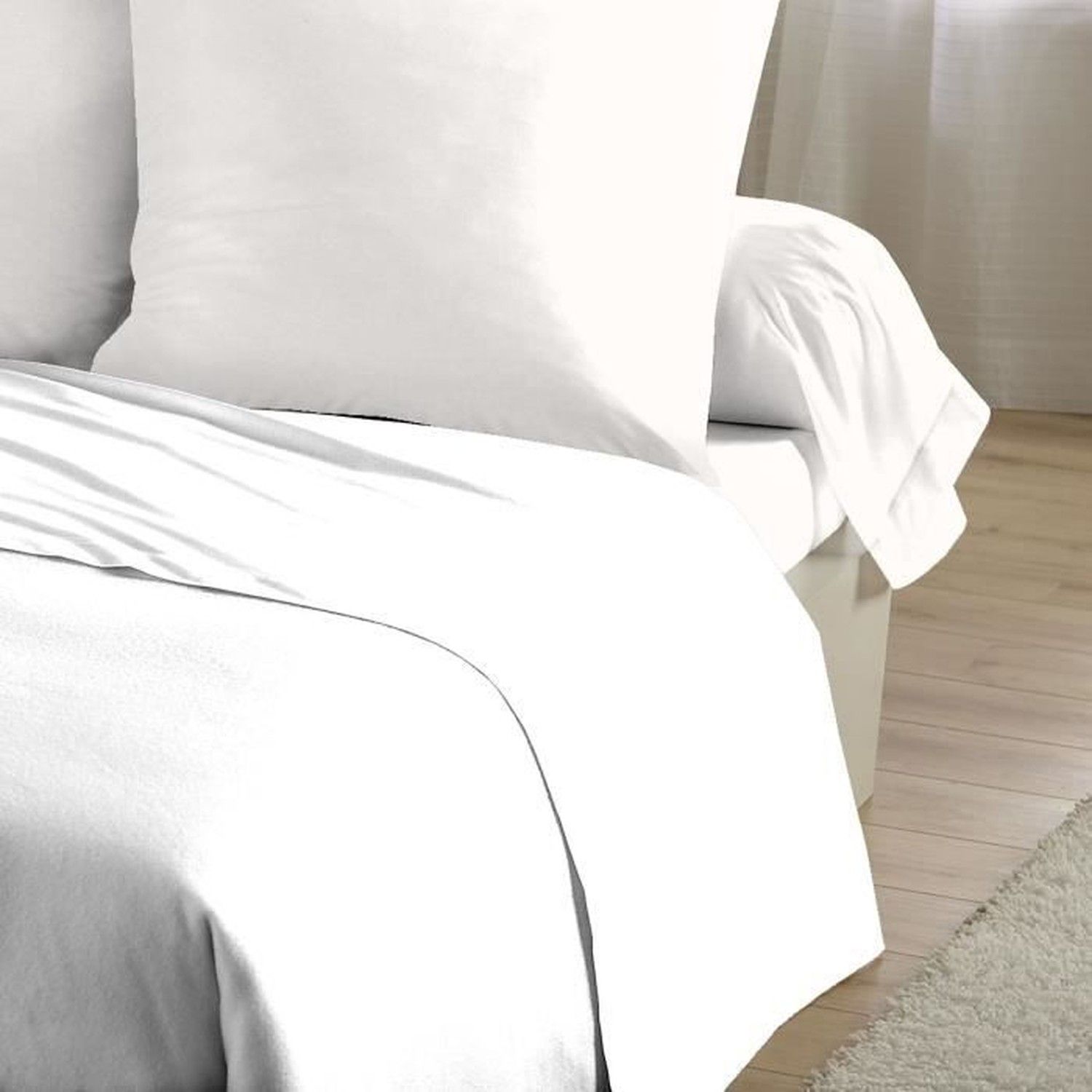Drap plat microfibre 82 g - 240 x 300 cm - Blanc - HOME LINGE PASSION - 3