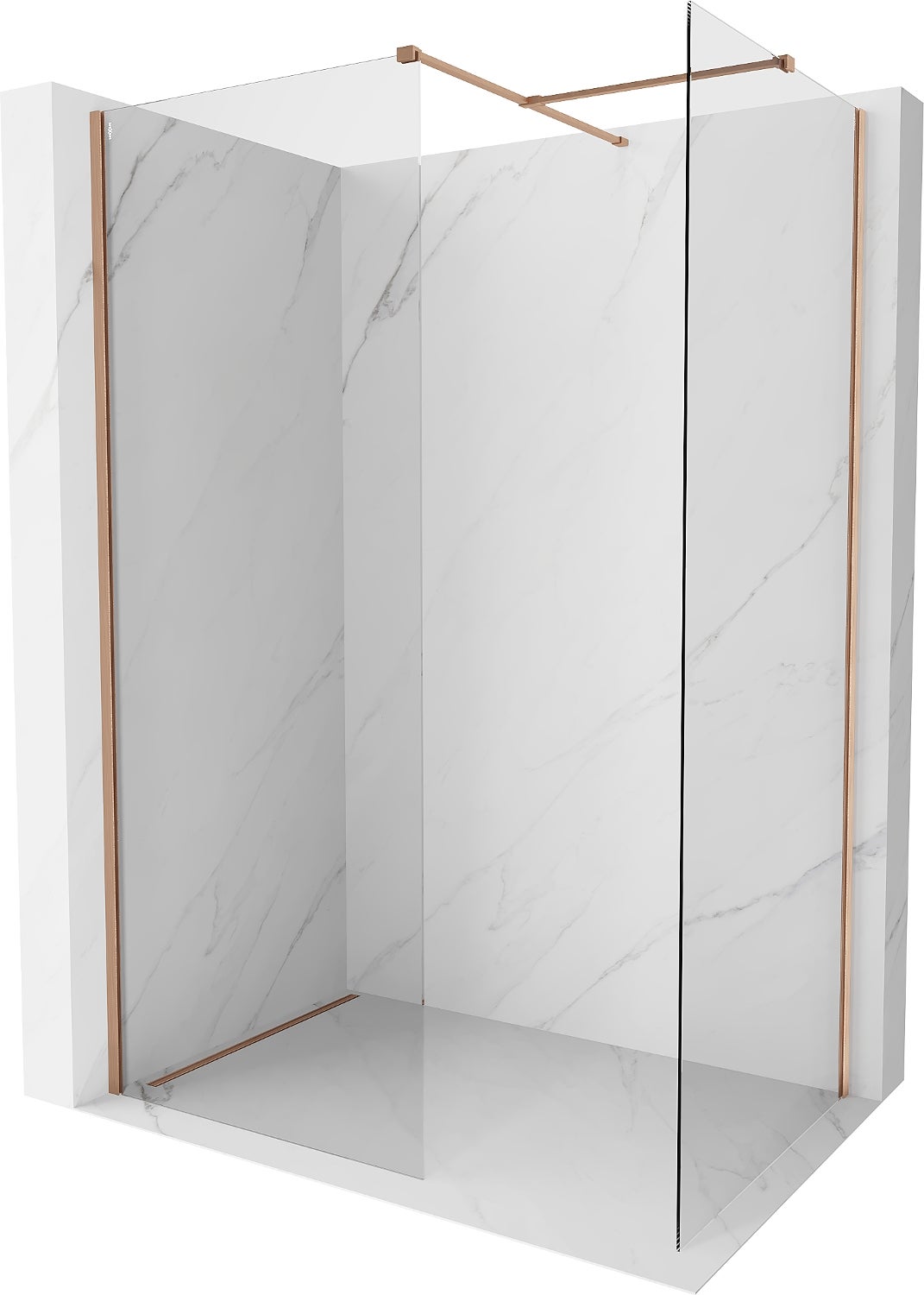 Mexen Kioto-X ścianka prysznicowa Walk-in 90 x 80 cm, transparent 10 mm, miedź szczotkowana - 800-090-202-65-00-080-X