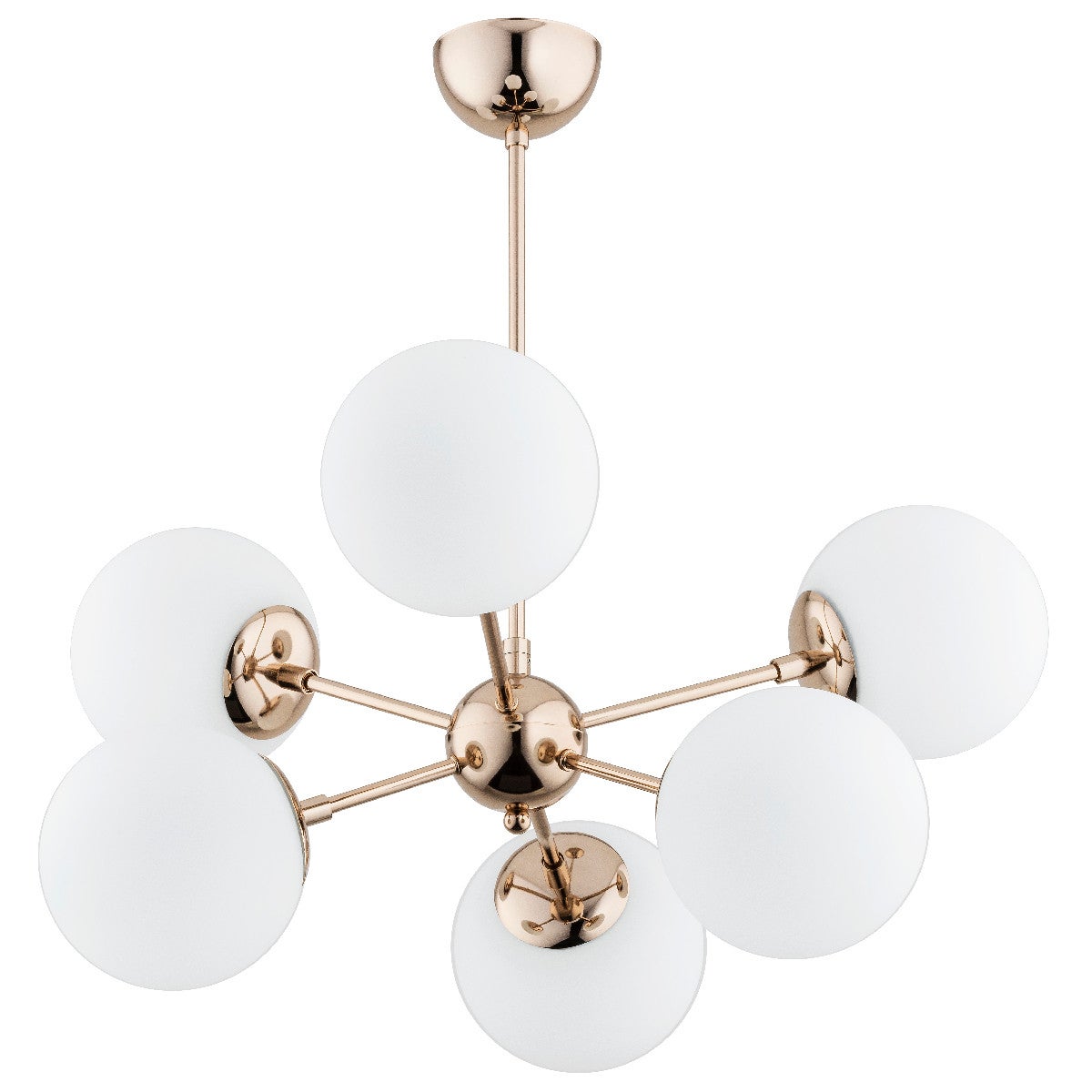 Lampa wisząca Sandy złoto-biała 6xE14x10W glamour wym: 56 x 63 x 63 cm szkło Alfa