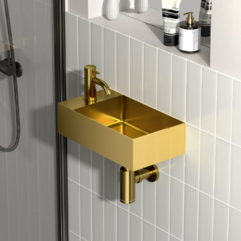 Lave-mains AURUM or brossé 36 × 18 × 9 cm – acier inoxydable 304 haut de gamme, design premium Or brossé PVD (SATAUR3618BG) - 2