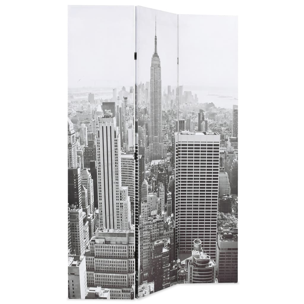 Biombo separador divisor - plegable 120x170 cm nueva york blanco y negro