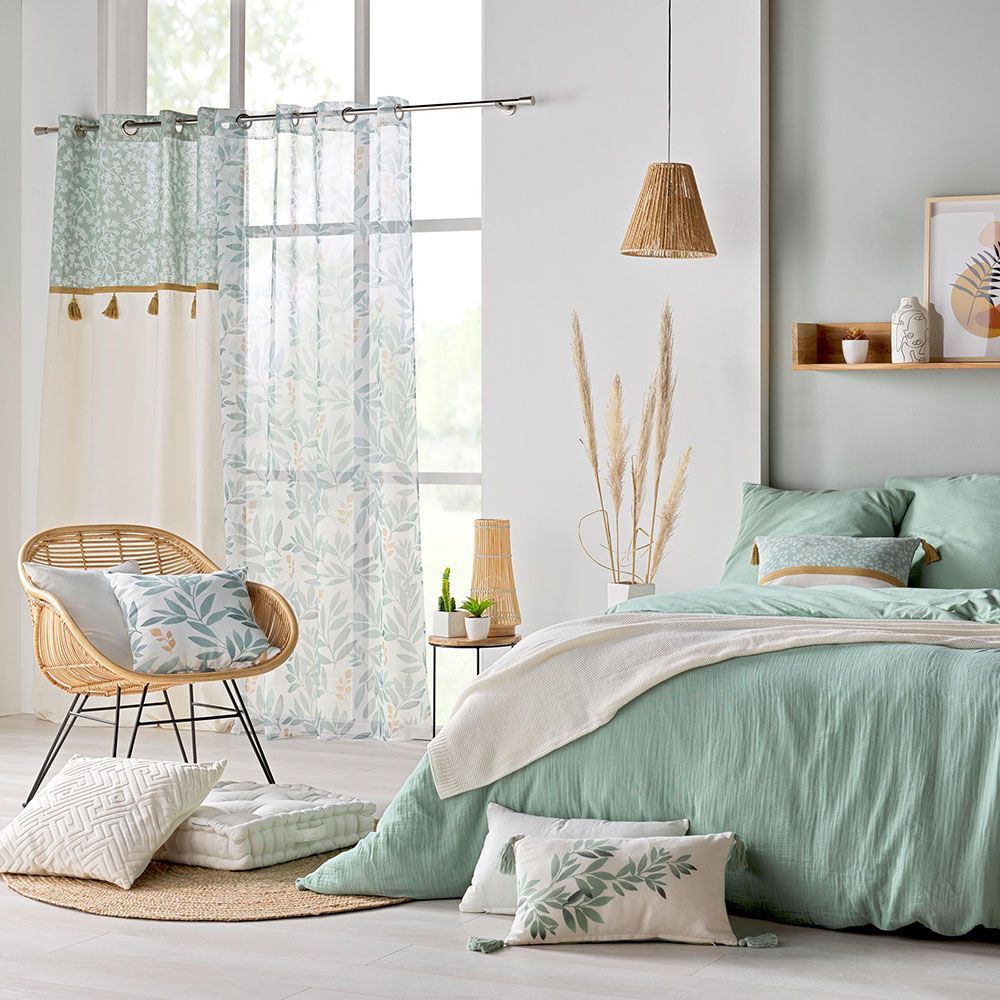 Parure de lit en gaze de coton - Blanc - 260x240 cm - Gaze de coton/Coton - 5