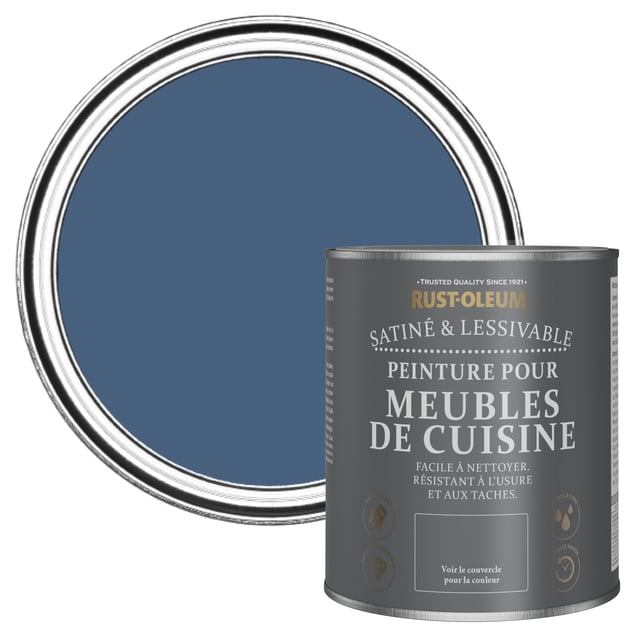 Rust-Oleum Peinture Bleue pour Meubles de Cuisine, Satin - Encre Bleue 750ml