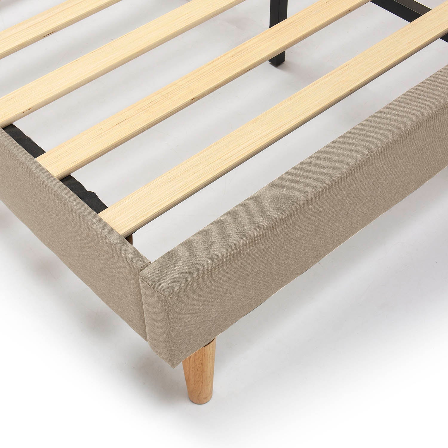 Estructura de cama tapizada Silvi de 30 cm, 150x190 cm, Beige - 6