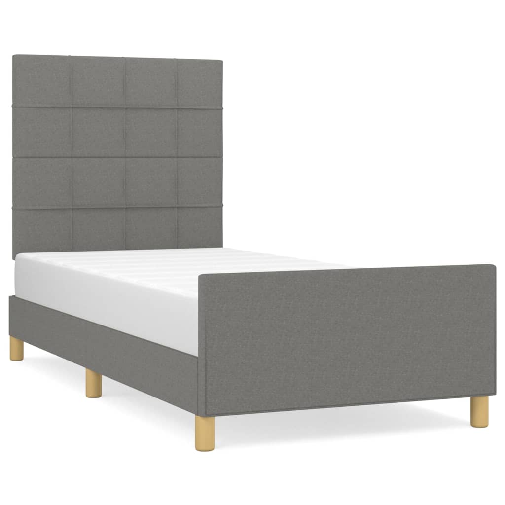Cadre de lit sans matelas gris foncé 100 x 200 cm tissu - 2