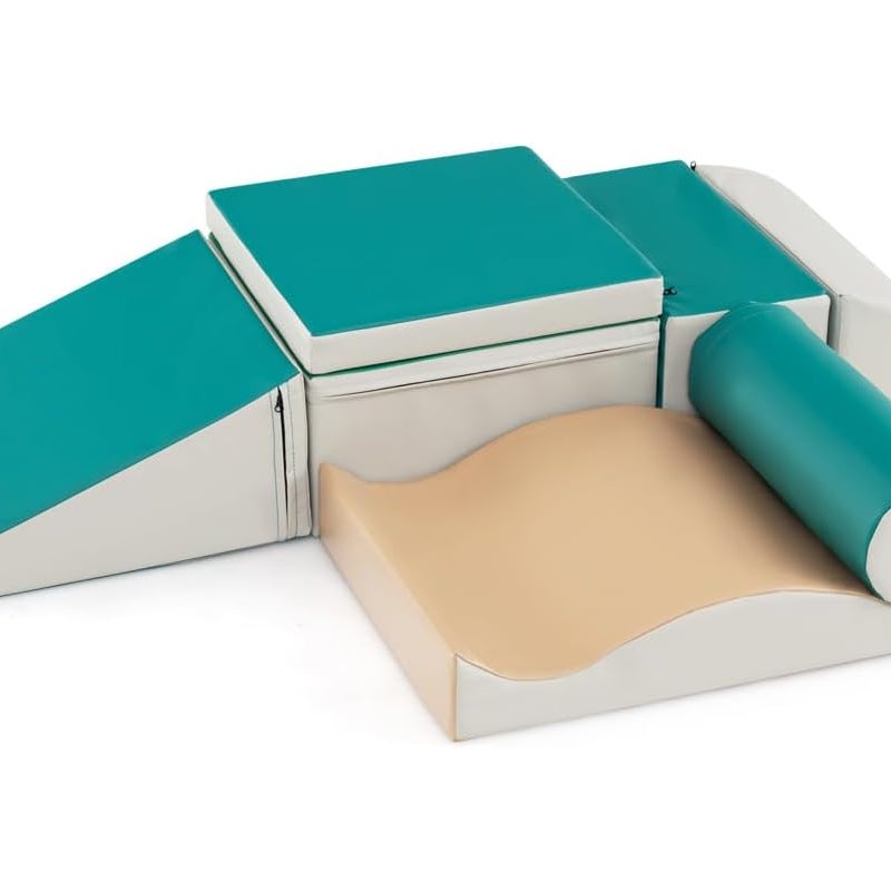 7 Sztuk Tor Przeszkód dla Niemowląt, Moduł Motoryczny z Pianki PU do Wspinania się i Raczkowania, Odpowiedni dla Dzieci w Wieku Przedszkolnym, Zielony