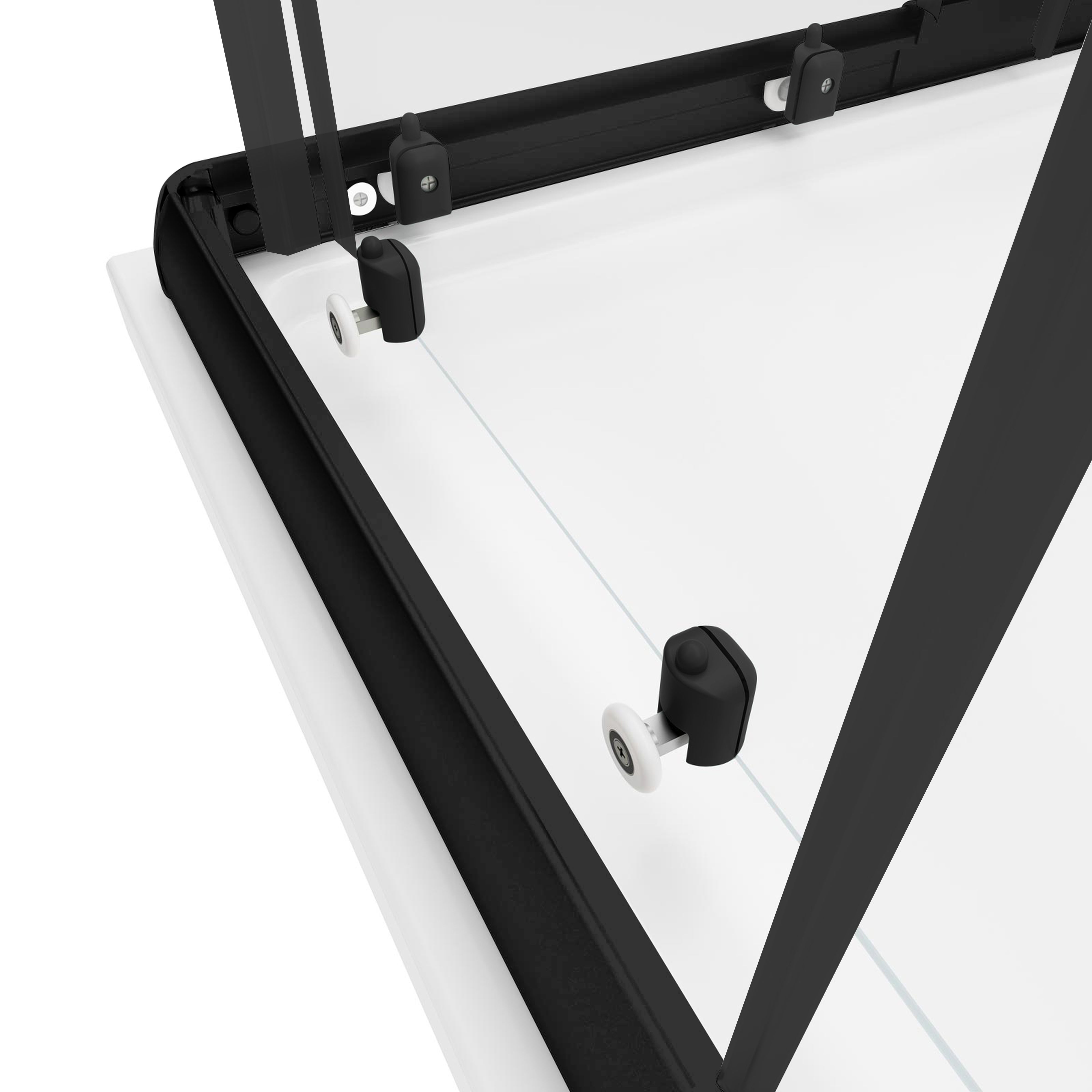 Schulte paroi de douche accès d'angle droit, 75-90x75-90x180 cm, portes de douche coulissantes, verre 4 mm, transparent, noir, Sunny - 2