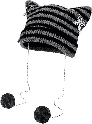 Cappello Invernale Lavorato A Maglia Con Orecchie Di Gatto E Palline – Copricapo Divertente E Caldo Per Donne E Amanti Dei Gatti - 2