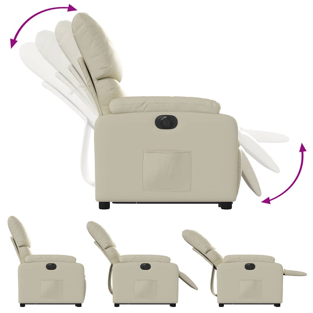Fauteuil inclinable électrique crème similicuir - 7
