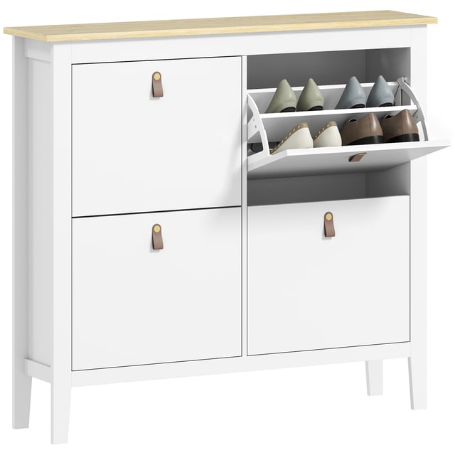 Mueble Zapatero HOMCOM Melamina de Madera Blanco 105x24x95.5 cm