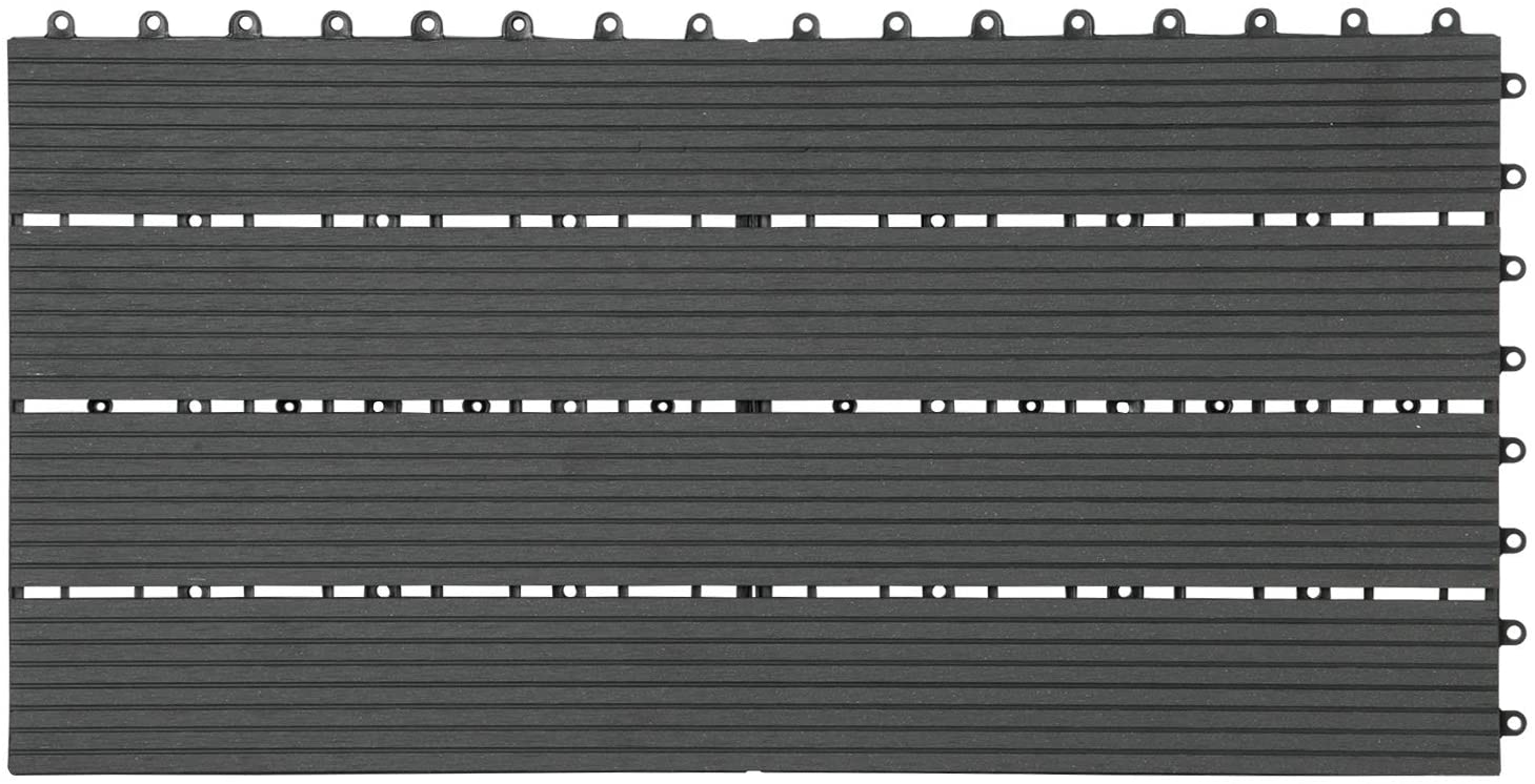 WPC Dalle de sol Revêtement Carrelage 30x60cm, pour jardin terrasse, Anthracite 12 pièce/2 m², WOLTU - 2