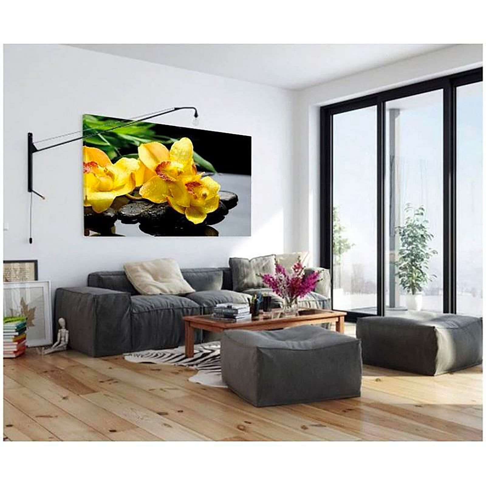 Tableau orchidées jaunes - 100 x 70 cm - 3