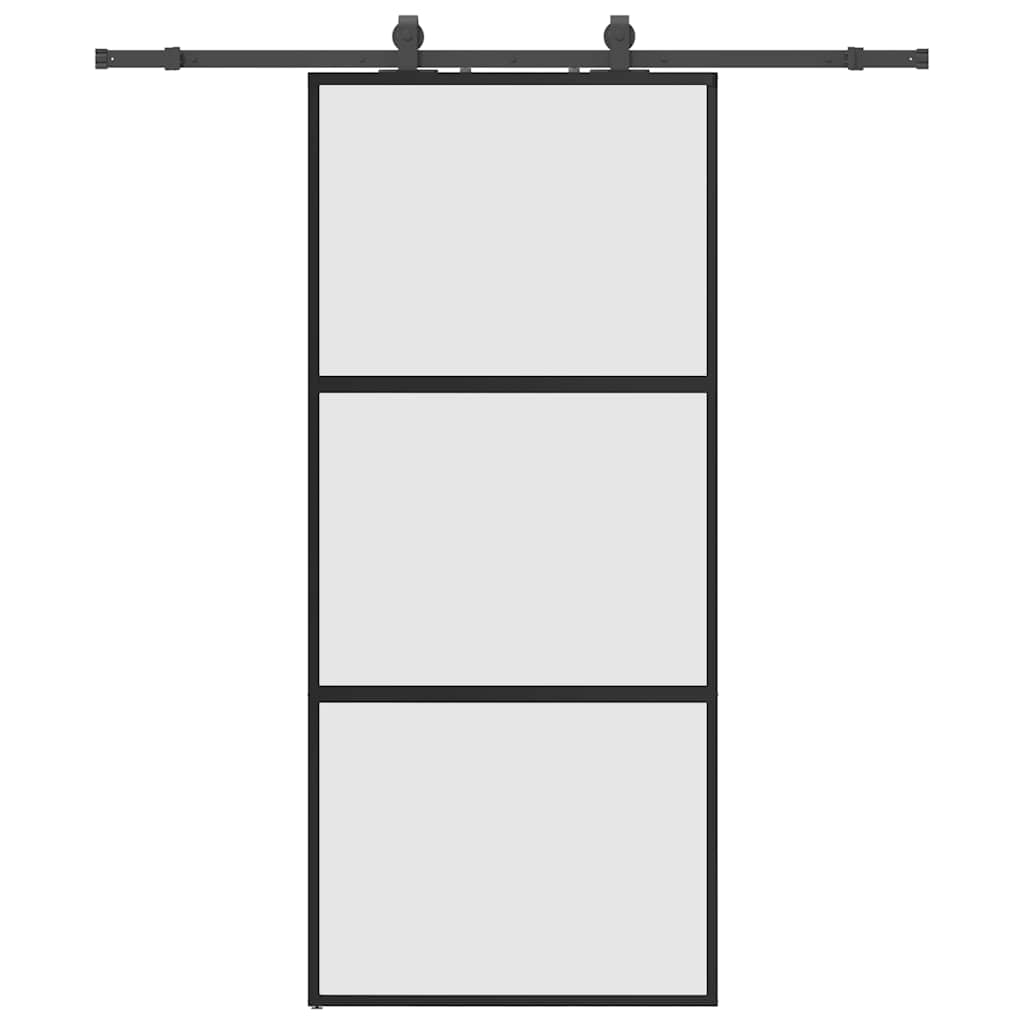 Puerta corredera con herrajes negro 90x205 cm vidrio templado vidaXL - 2