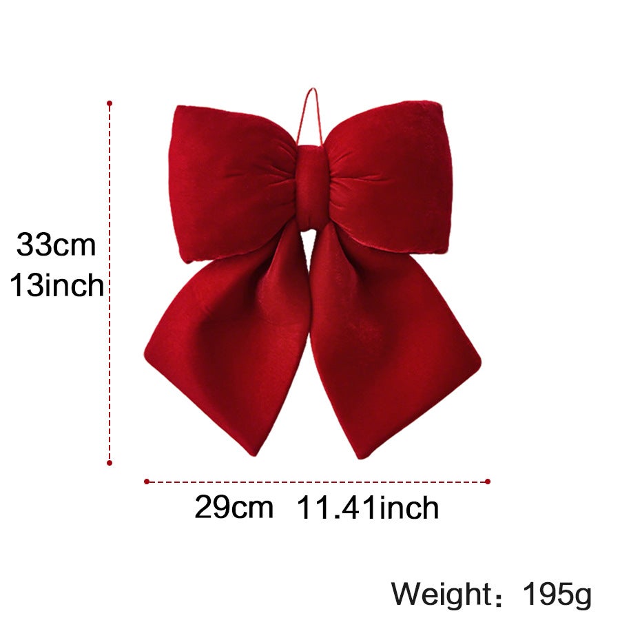 Lot De 3 Nœuds Décoratifs En Velours Rouge Pour Noël - 3 Tailles (jusqu'à 30x29 Cm) - Pour Sapin, Porte, Couronne, Guirlande