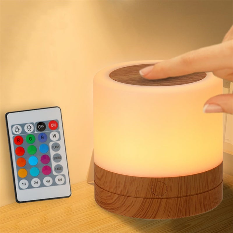 Lampka nocna do pokoju dziecięcego mała lampka biurkowa ładowana przez USB kolorów RGB i pilot zdalnego sterowania dotykowa lampka nocna do pokoju