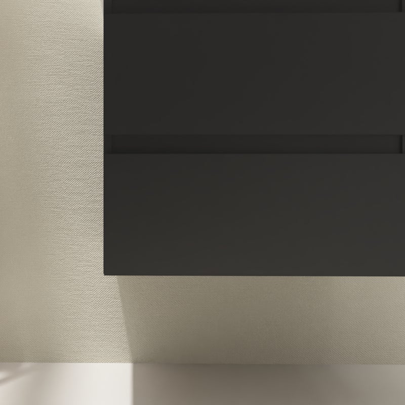 Meuble salle de bain 100 cm pour vasque à poser - Noir mat - A suspendre - Karaib 2 - 6