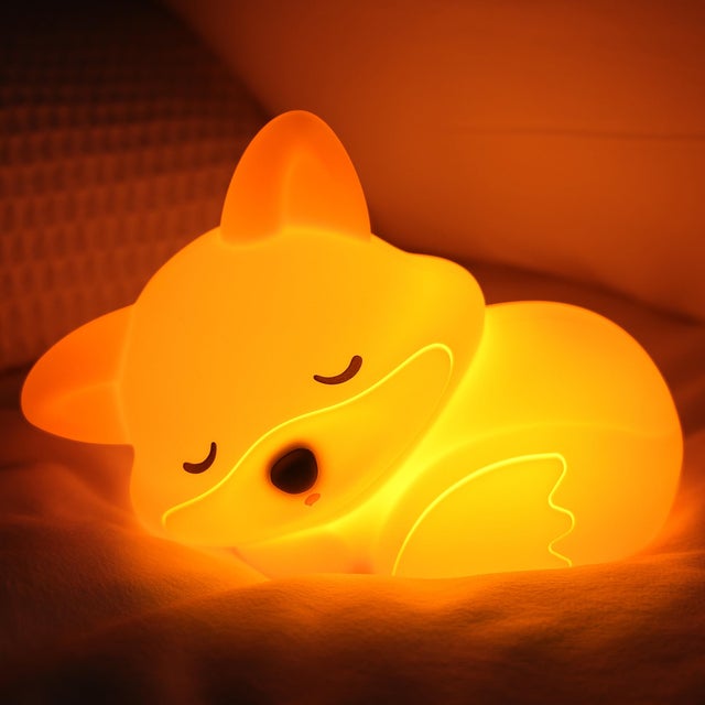Veilleuse renard, lampe en silicone souple, cadeau fantaisie, rechargeable, intensité variable, veilleuse tactile pour tout-petits, bébés et enfants