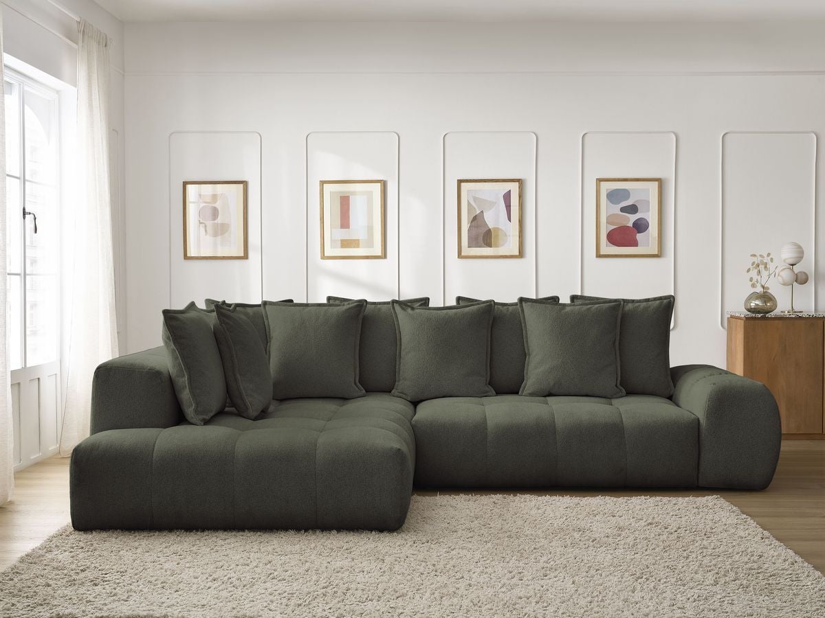 Canapé d'angle L convertible coffre EVEREST tissu chiné BOBOCHIC 3 ...
