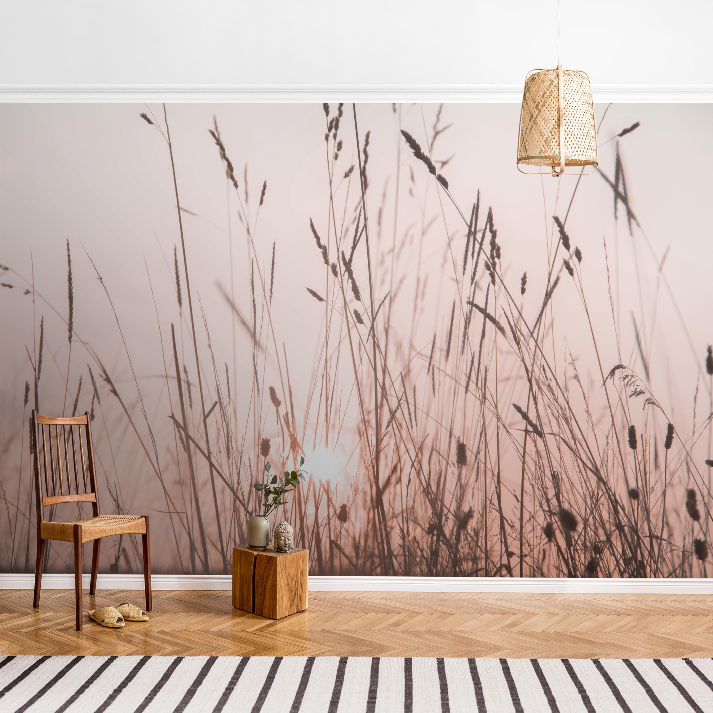 Papel pintado fotomural botánico tropical rústico flores romántico 287 - salón dormitorio cocina pasillo - tnt 288 x 190 cm adhesivo
