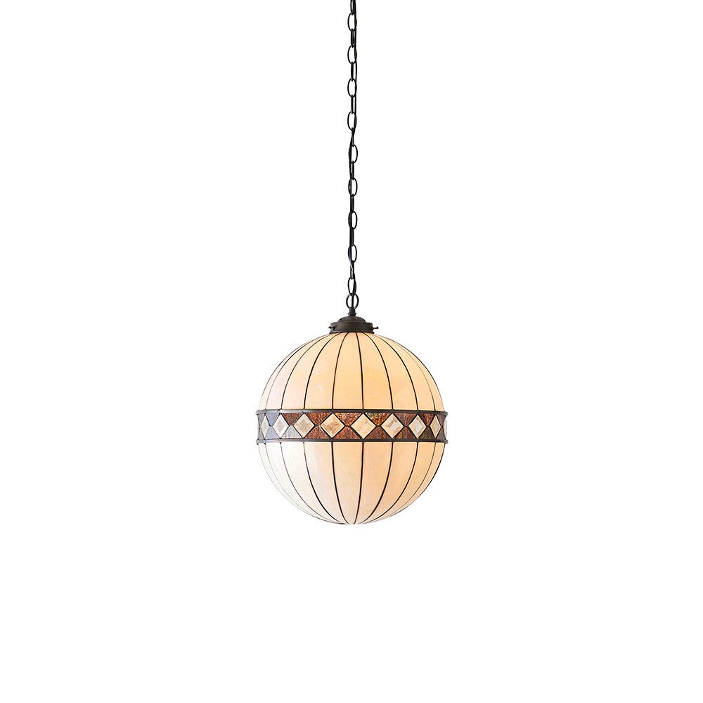 Lampa sufitowa diamenty FARGO beżowa 1xE27x40W szkło wym:150x40x40cm IP20 Tiffany
