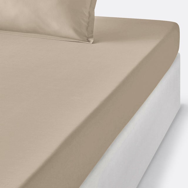 Drap housse en percale coton bonnet 30 cm Scenario - Lin - 160 x 200 cm