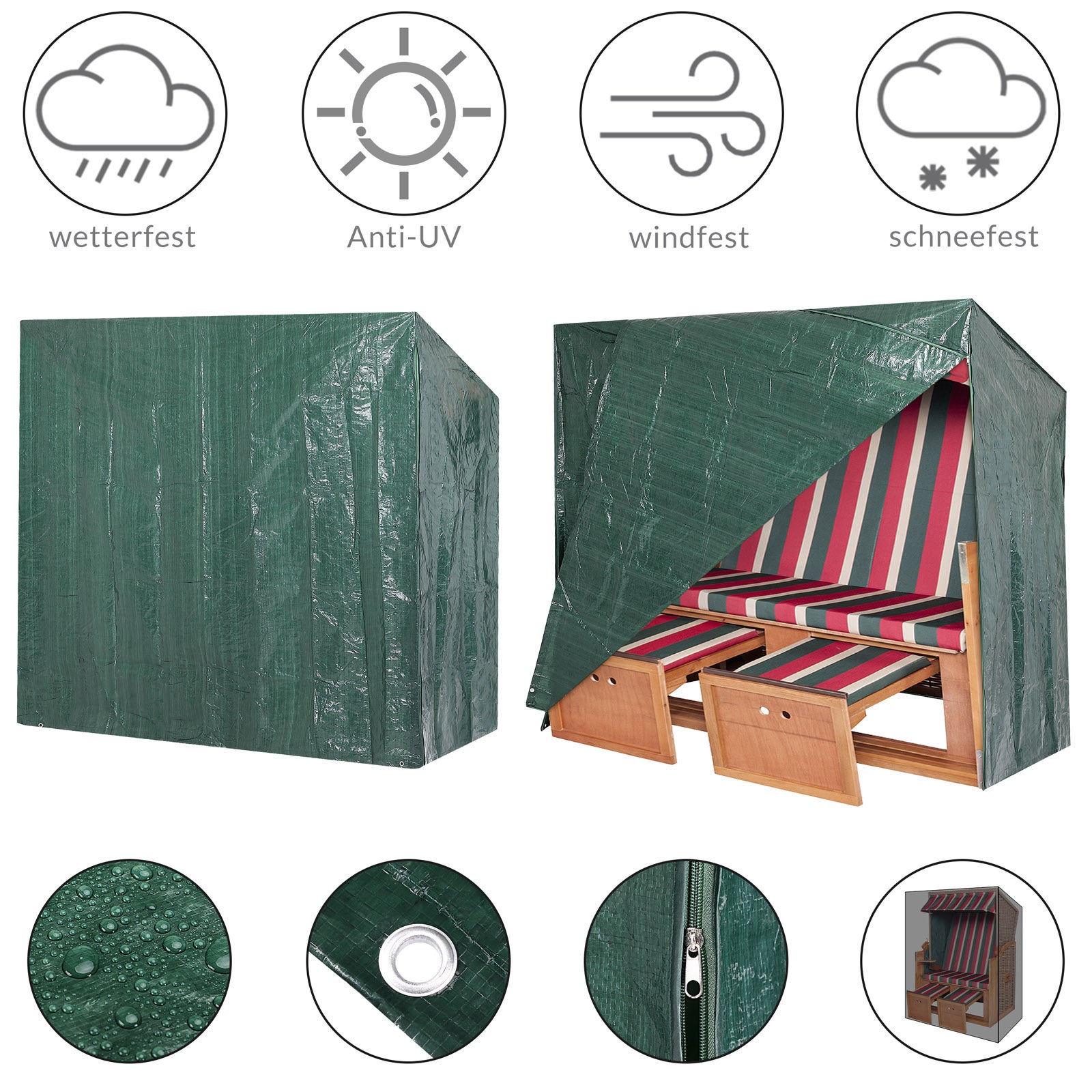 Bâche De Protection Pour Salon De Jardin Ovale 229x188x90-50cm – Polyéthylène, Résistante UV
