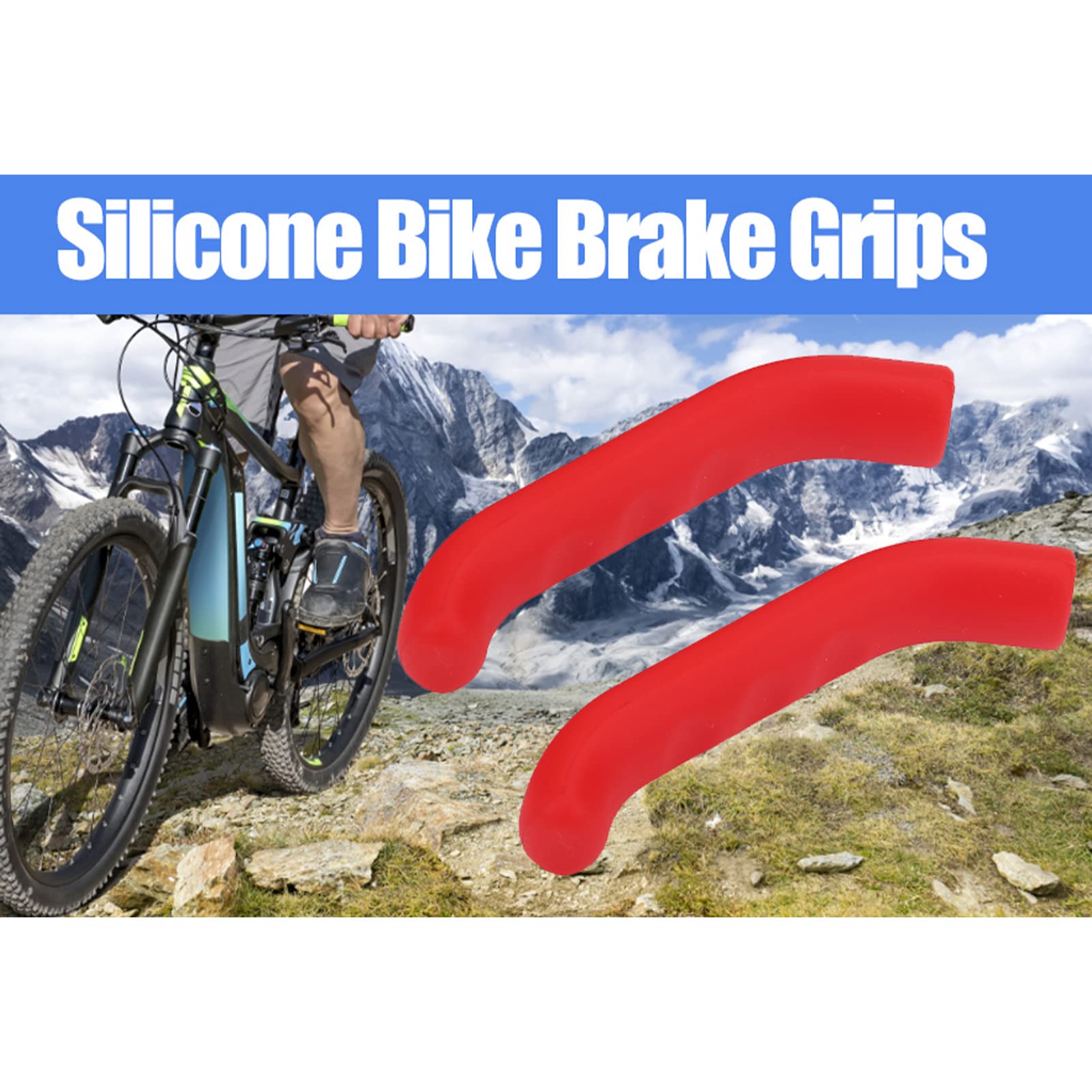 5 cores capa da alavanca do freio da bicicleta apertos de silicone anti deslizamento protetor à prova dwaterproof água ciclismo acessório (vermelho) - 5