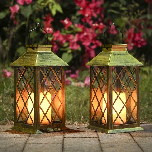 Lámpara solar Lote de 2 lámparas solares con efecto de vela Iluminación solar para exterior Decoración de jardín Lámpara solar de vela