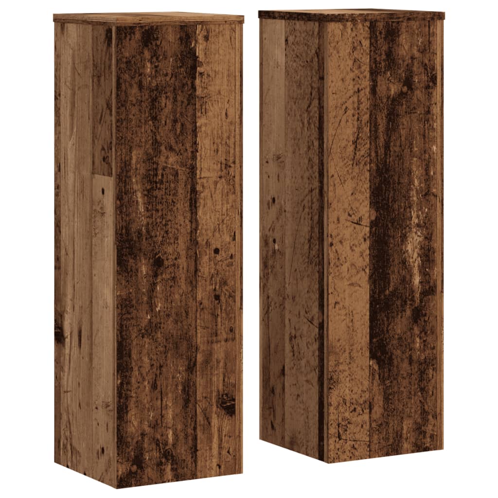 Supports pour plantes 2 pcs vieux bois bois d'ingénierie - 2