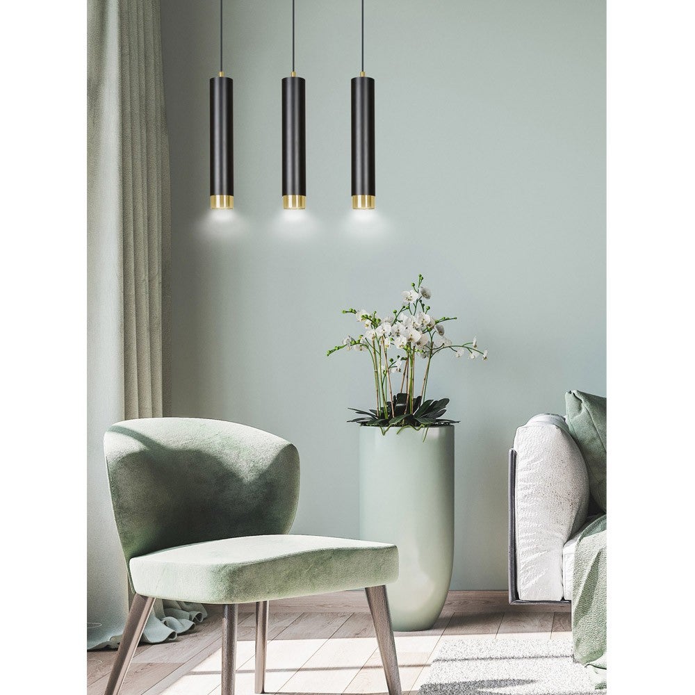 Lampa wisząca Mura 3 światła cylindryczne czarno-złote 3xGU10 - 5