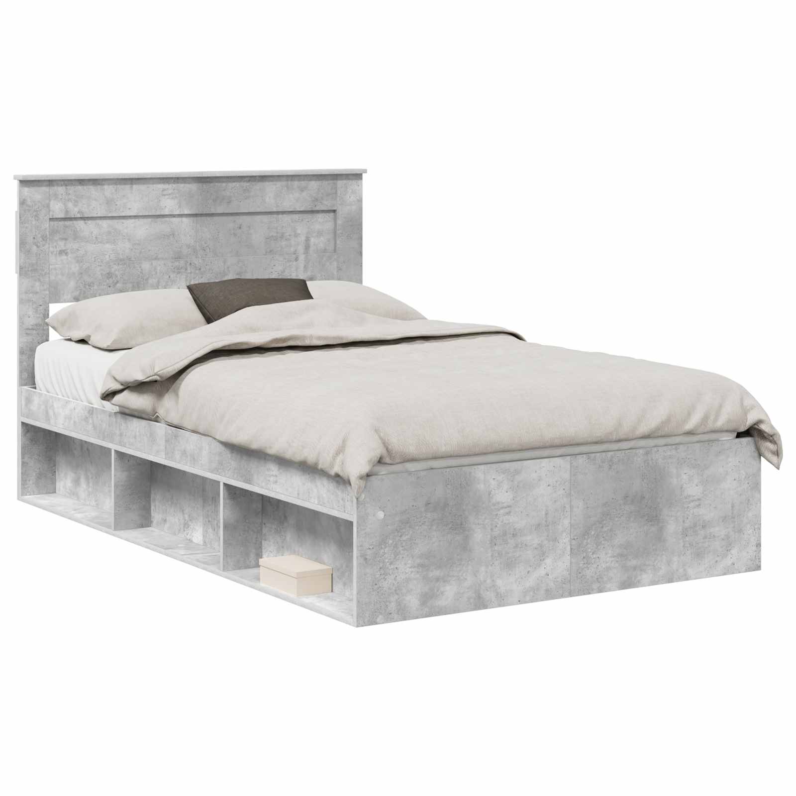 Cadre de lit gris béton 135 x 190 cm en pin massif - 2