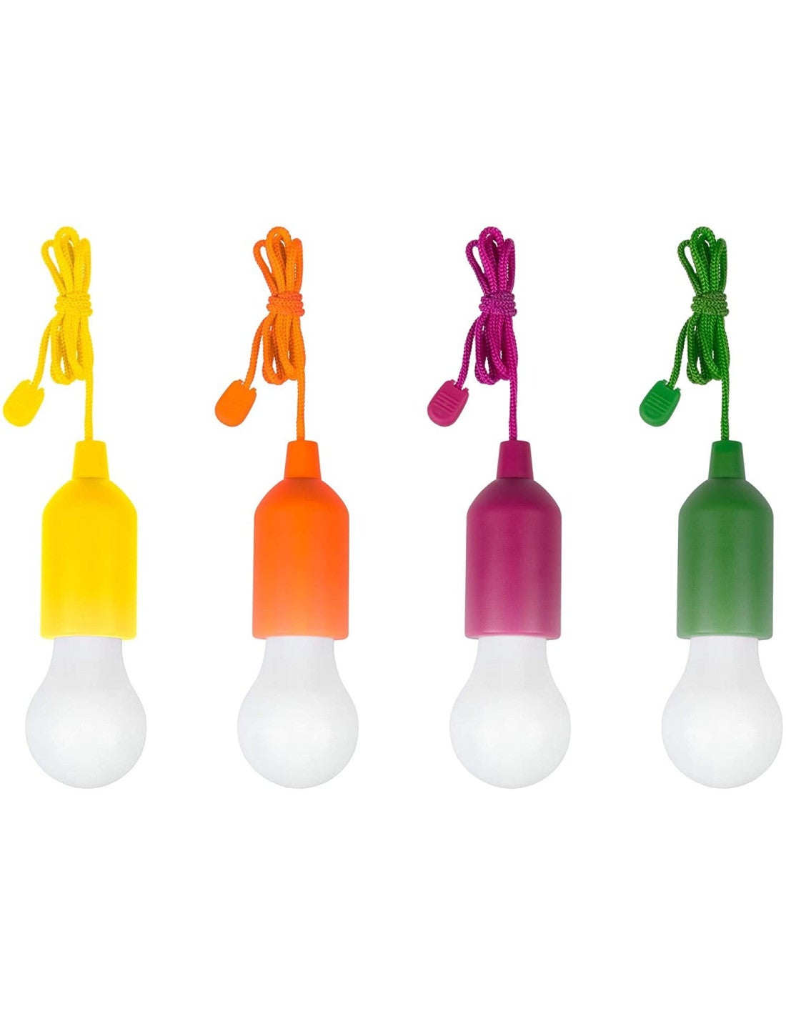 ABSINA Lampadina portatile LED rossa 1W - lampadina a batteria con accensione a strappo incl. batterie - luce bianca calda - lampadina con filo da appendere per giardino, campeggio, guardaroba e feste