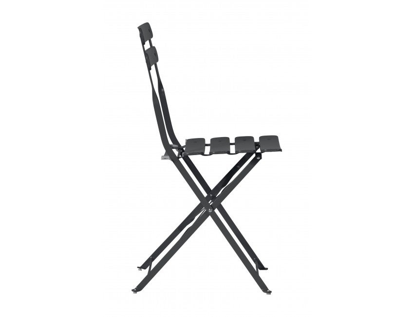 Conjunto de 2 sillas bistró de jardín plegables con estructura de hierro antracita - 2