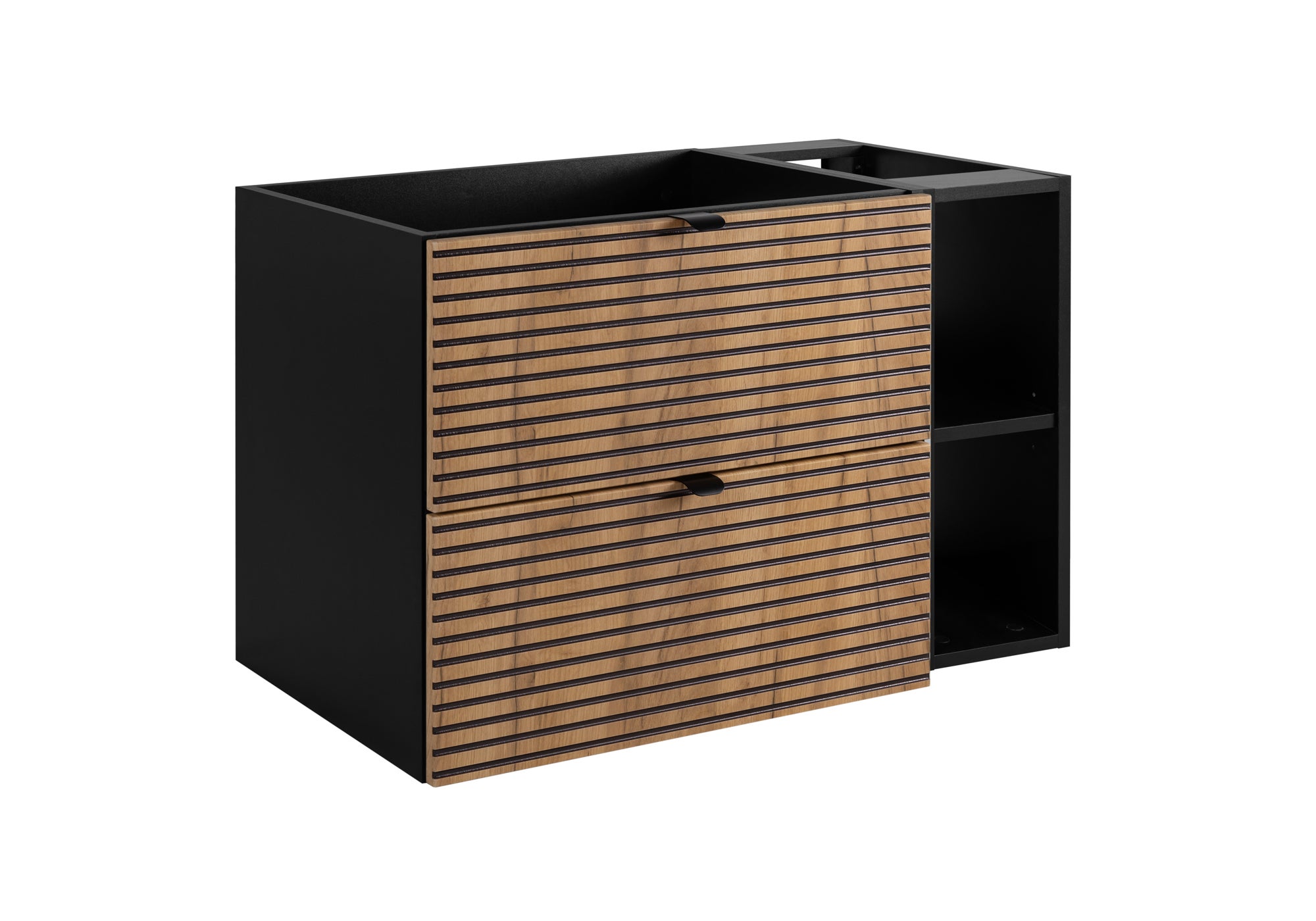 Szafka łazienkowa AURA 80 cm czarna dąb craft złoty frezowane fronty