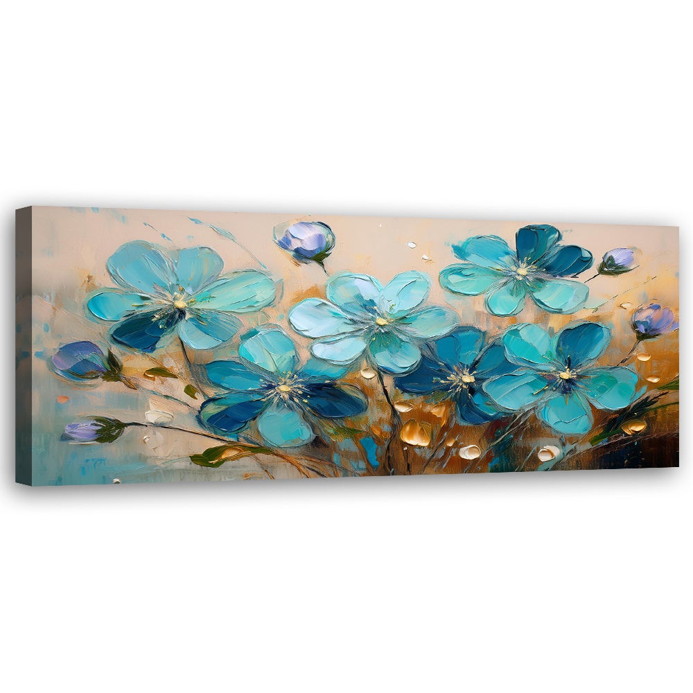 Obraz na płótnie, Turkusowe Kwiaty Rośliny Natura 120x40