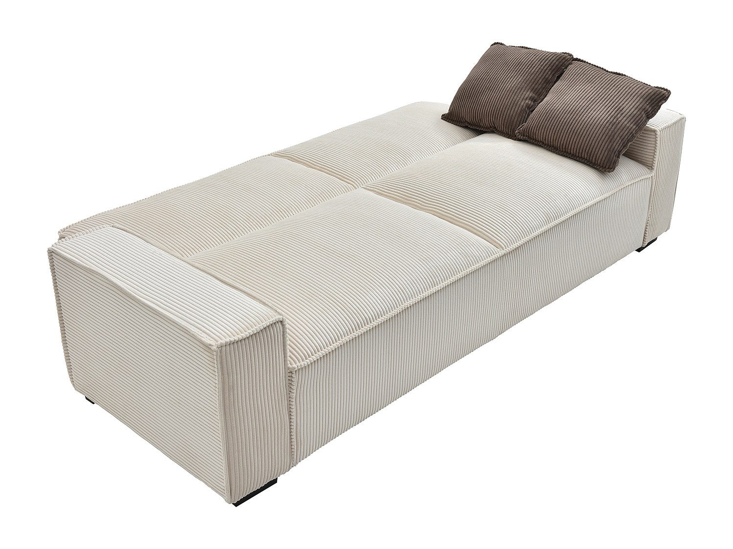 Canapé 3 places convertible en velours côtelé beige SEKOTA - 4