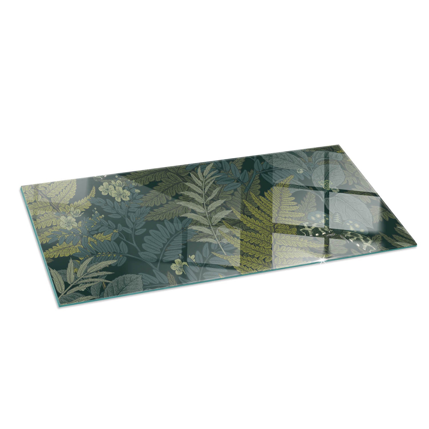 Szkło hartowane na podłogę pod kominek - 125x50 cm - Motywy roślinne z motylami - TULUP