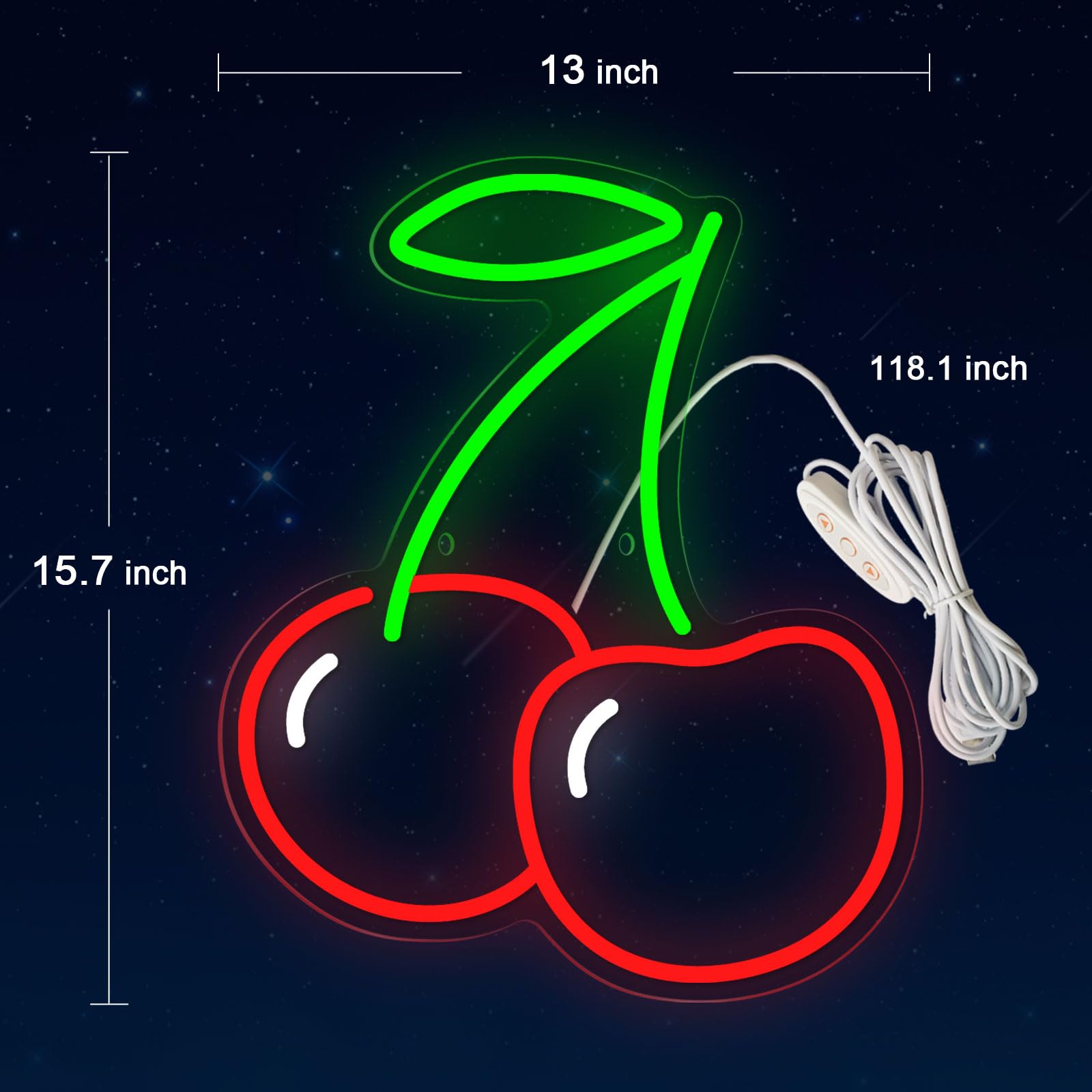 Lumière Néon Cerise LED - Alimentation USB/batteries, 23x19 Cm, Décoration Fête, Mariage, Anniversaire, Noël - 10