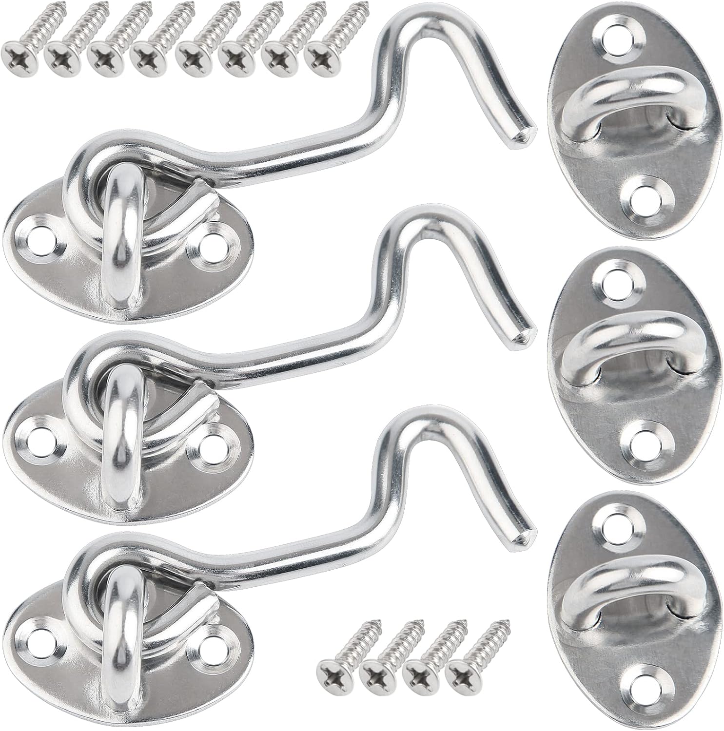 Zestaw 2 zatrzasków do drzwi kabinowych ze śrubami montażowymi do okien, drzwi do stodoły, altan ogrodowych i garaży (7,5 cm) Srebrny