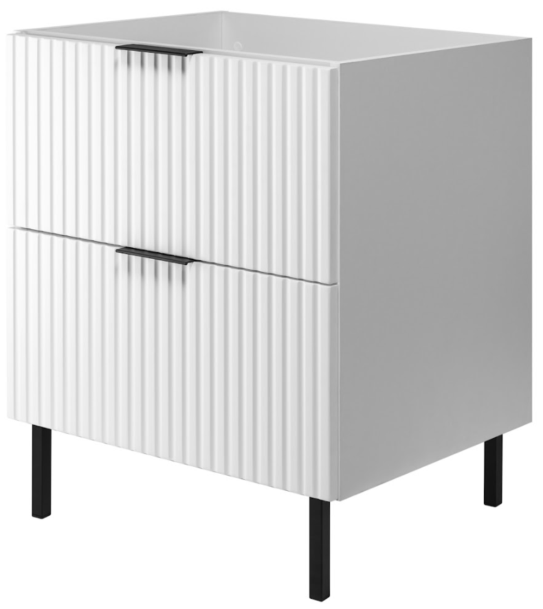 Szafka pod umywalkę FLOW 60 cm biała 2 kolory uchwytów nózki w zestawie ryflowane fronty