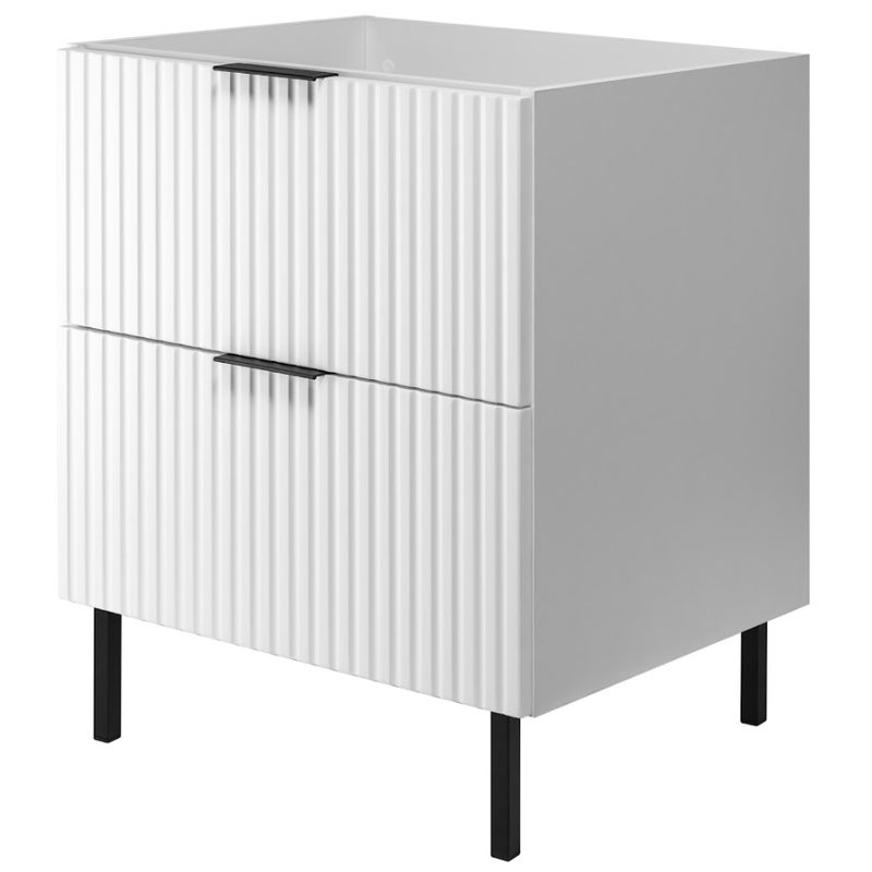 Szafka pod umywalkę FLOW 60 cm biała 2 kolory uchwytów nózki w zestawie ryflowane fronty