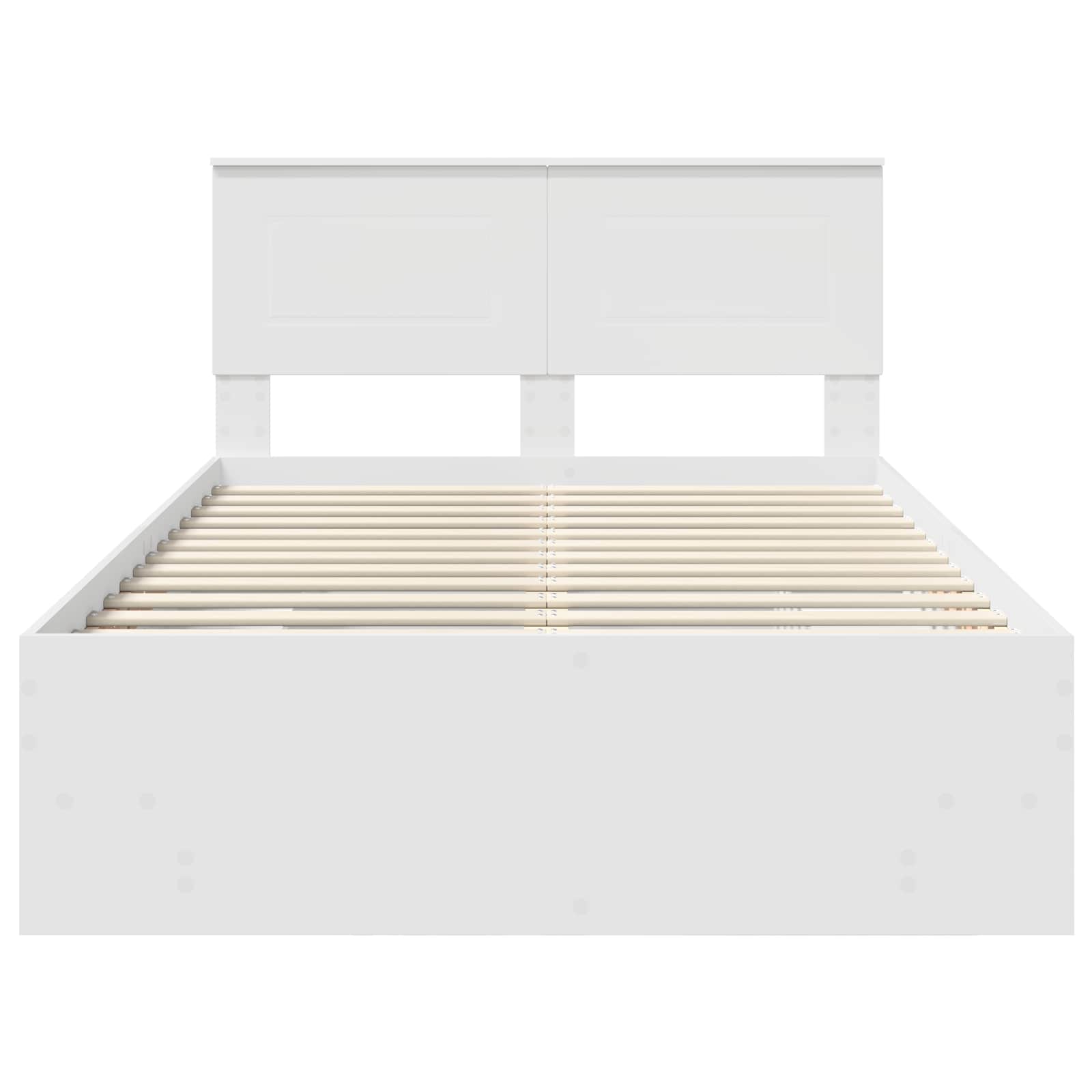 Cadre de lit blanc 120 x 123 cm en panneau de bois - 7