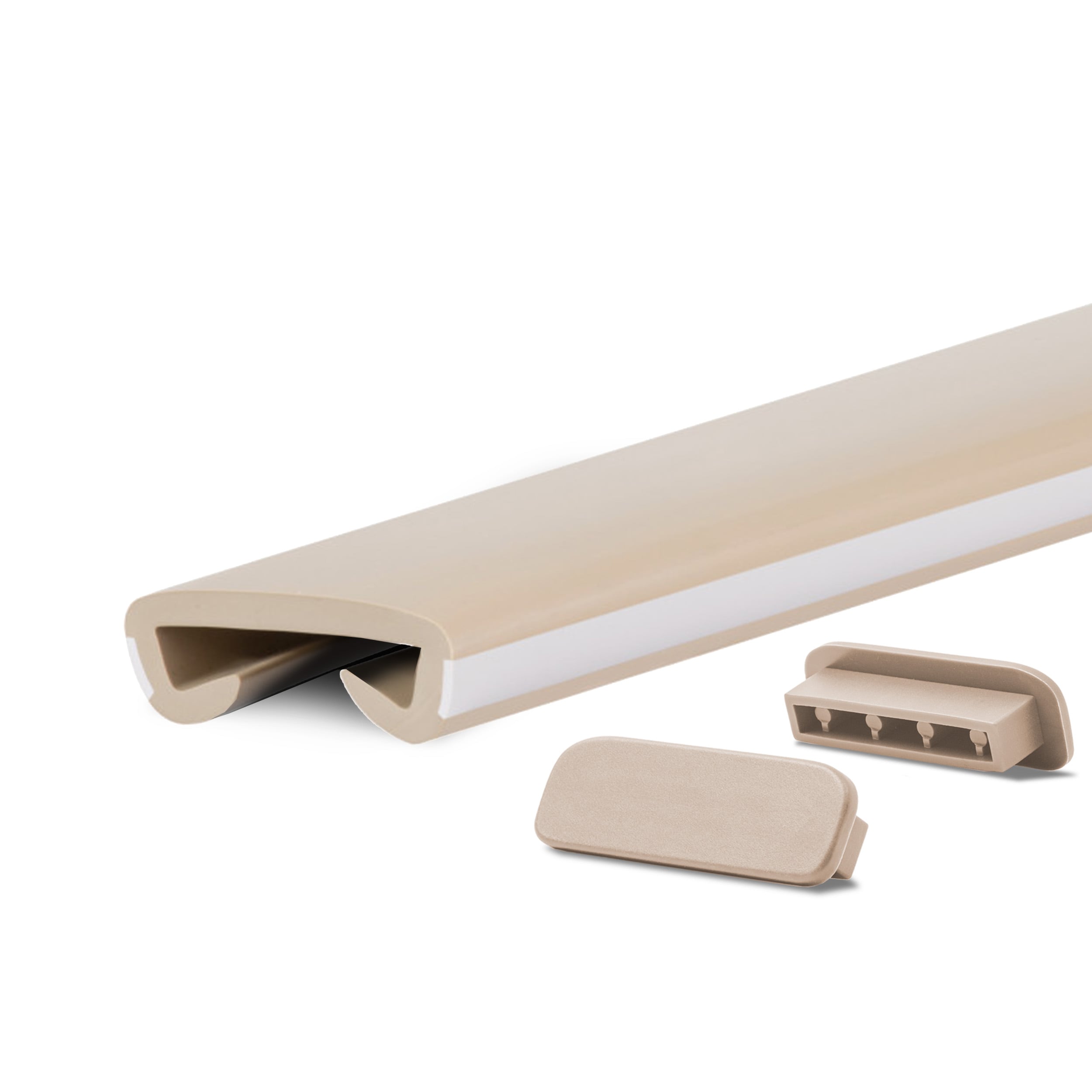 Poręcz schodowa PVC LUX 40x8 mm - antypoślizgowa nakładka na poręcz - 100 cm, beżowo-biała