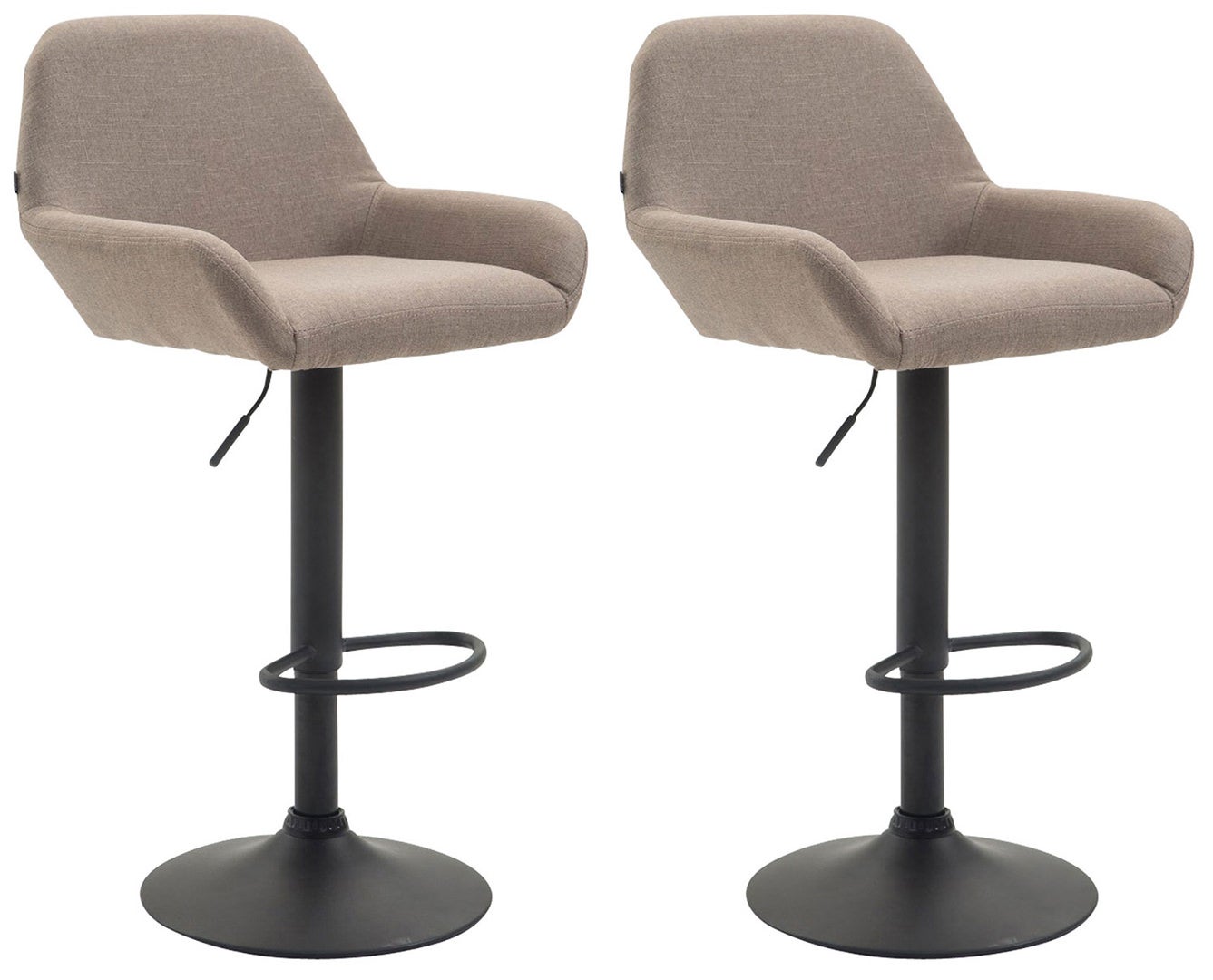 Juego de 2 taburetes de bar braga de tela negra topo