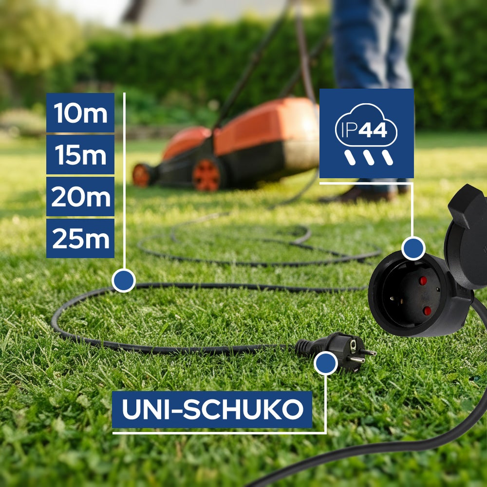 Rallonge électrique en caoutchouc noire Schuko 15 m (3x1,5 mm²) IP44 HOROZ ELECTRIC - 2