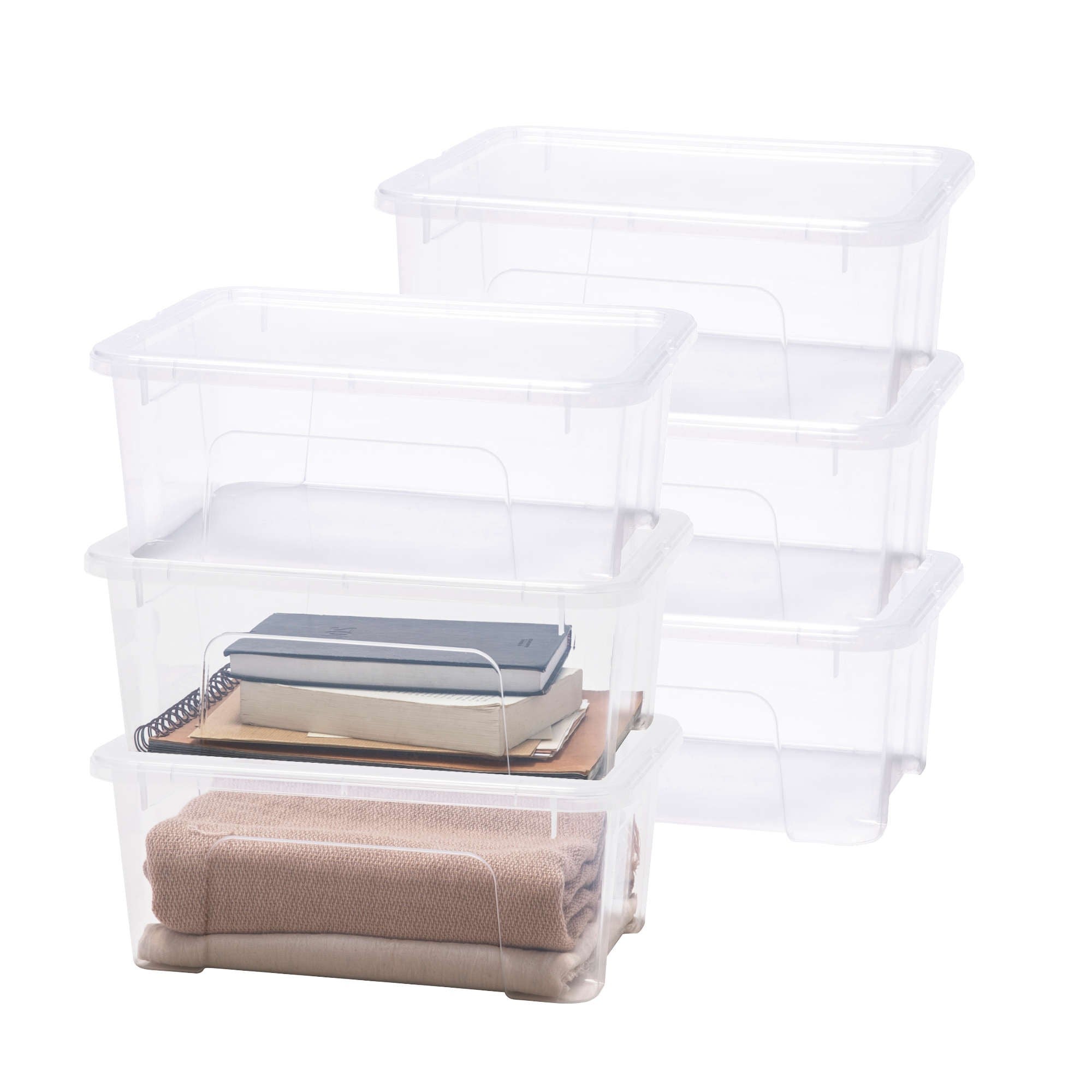 Lot de 6 boîtes de rangement en plastique transparent 10L avec ...