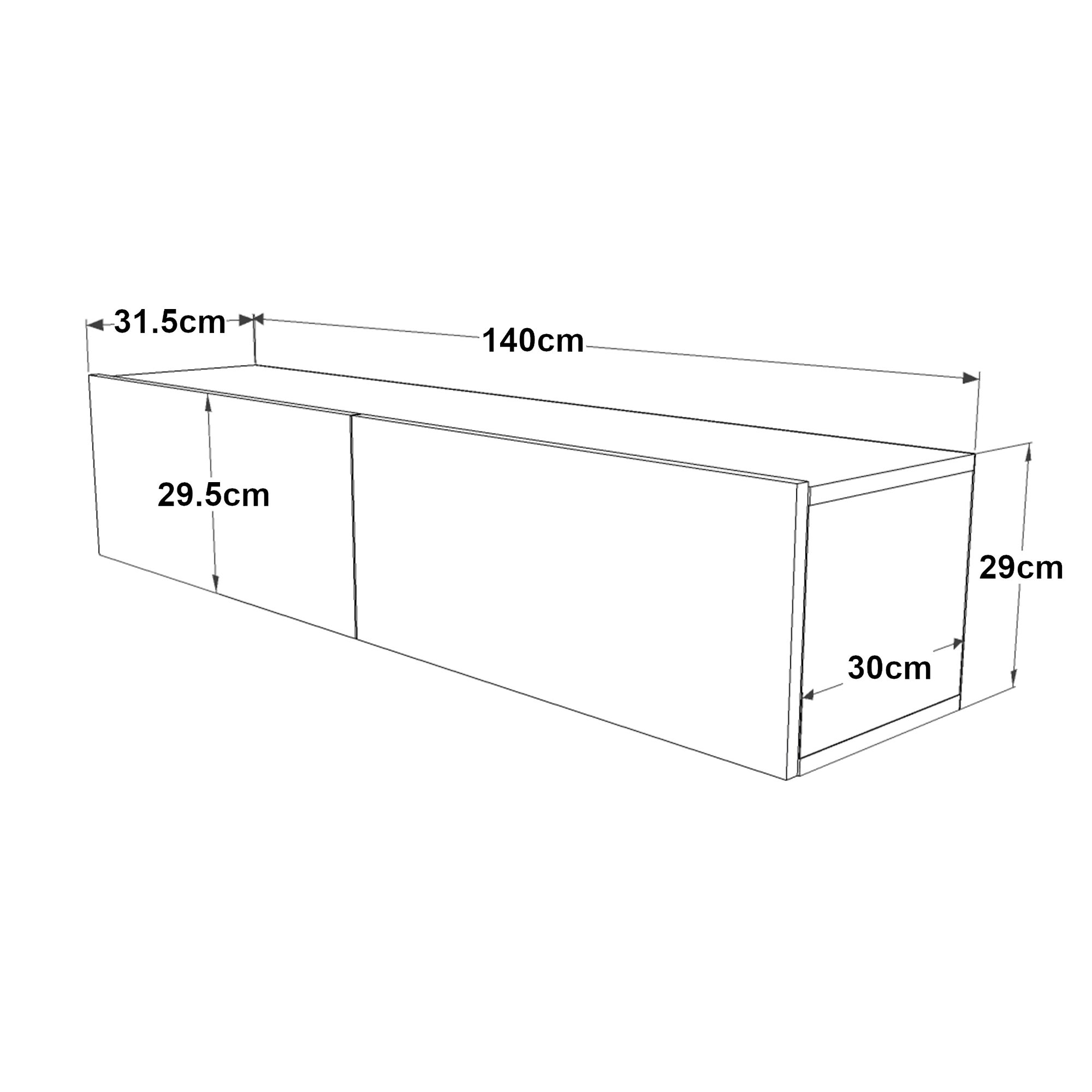 Meuble TV Lapinlahti à 2 portes 29,5 x 140 x 31,5 cm effet bois de pin / blanc [en.casa] - 3