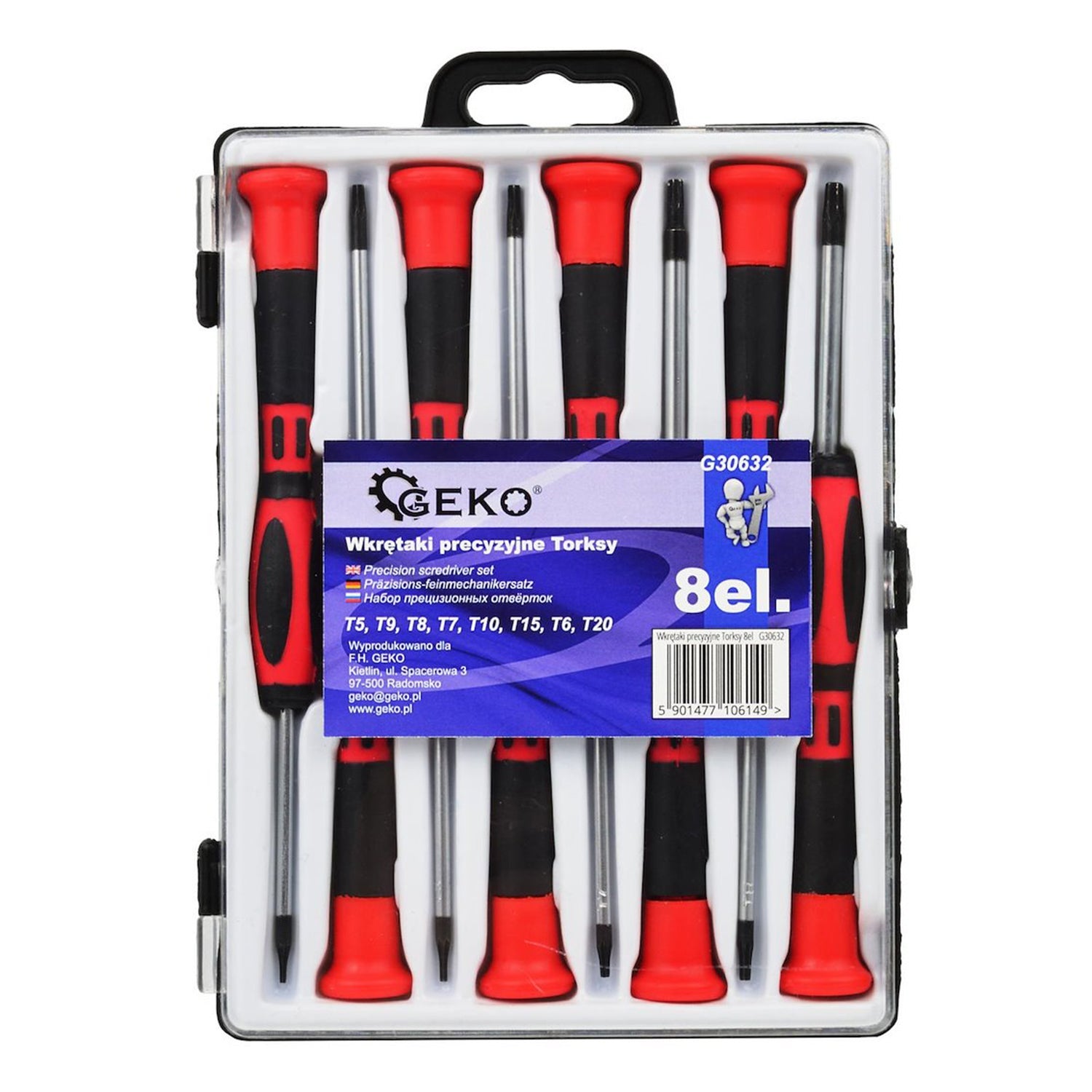 Set 8 surubelnite de precizie TORX t5-t20 GEKO 8buc
