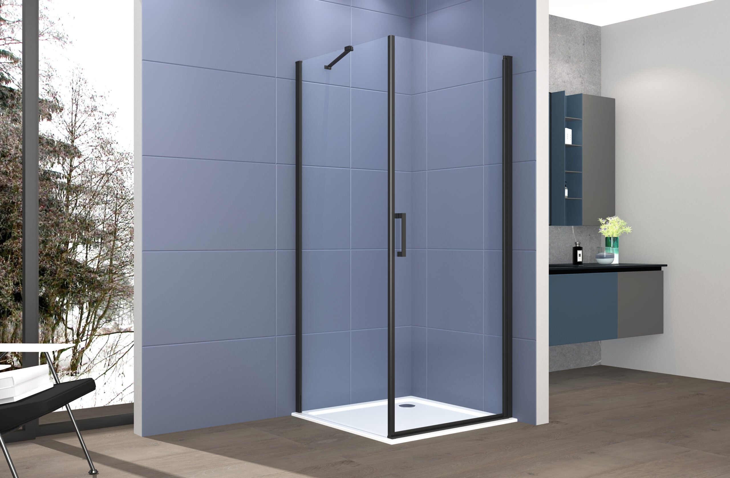 Box Doccia Giada 70x90cm - Vetro Temperato 6mm Con Profili Alluminio Cromato - Foto 6