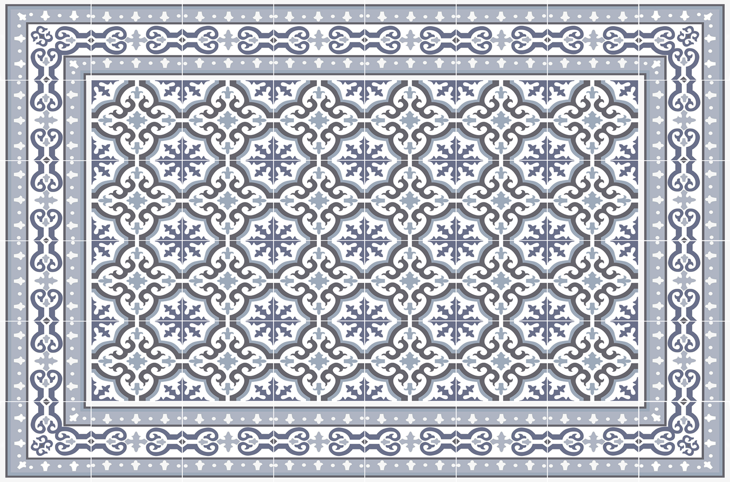 Alfombra de vinilo jeanette 66x100 cm - pvc antideslizante, vinilica para cocina o salón, lavable, estilo hidraúlico